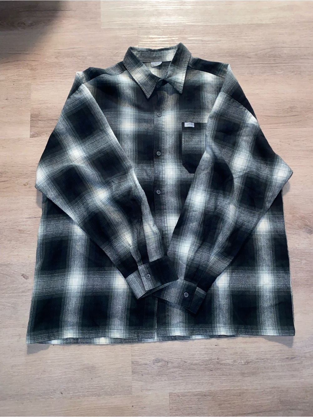 Lightweight Black & Gray Plaid Shirt Jacket
